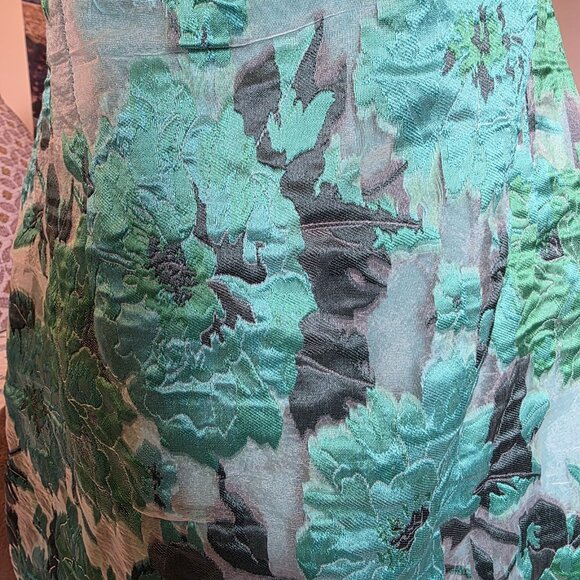 Lulus Luxe Direction Teal Green Floral Jacquard Puff Sleeve Mini Dress XL NWT - Picture 12 of 16
